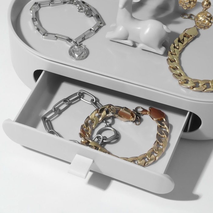 Подставка для украшений «Олень», овальная подставка, 26×25 см, цвет бело-серый Подставка для украшений «Олень», овальная подставка, 26×25 см, цвет бело-серый