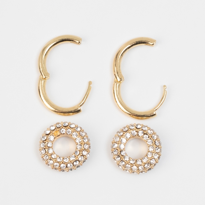 Серьги со съёмным элементом «Трансформер» круги, цвет золото с серебром Серьги со съёмным элементом «Трансформер» круги, цвет золото с серебром